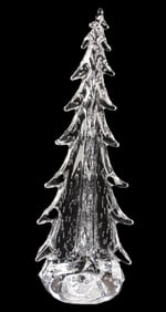Simon Pearce Signed Crystal Art Glass Christmas Tree, 16"
