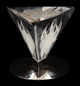 Steuben Crystal Art Glass Tetrahedron Paperweight "Torch" Yenawine & Wolff