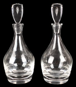 Two Steuben Glass Teardrop Decanters