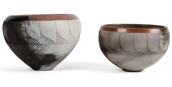 Nancee Meeker Signed Raku Art Pottery Vases