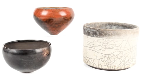 Nancee Meeker Signed Raku Art Pottery Bowls