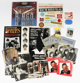 The Beatles Memorabilia, LP's, Hairbrush, John Lennon Poster, Cassettes Etc