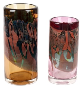 Brent Kee Young (American, B. 1946) Signed Art Glass Vases