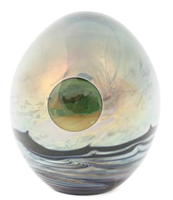 John Lewis Moonscape Signed Art Glass Vase, 1974