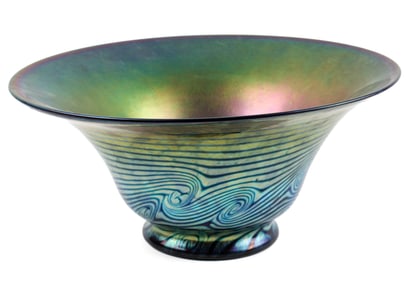 Large Lundberg Studios Iridescent Art Glass Bowl 2001