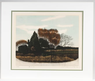 Shogo Okamoto (Japanese, 1920-2001) Landscape, Signed Etching