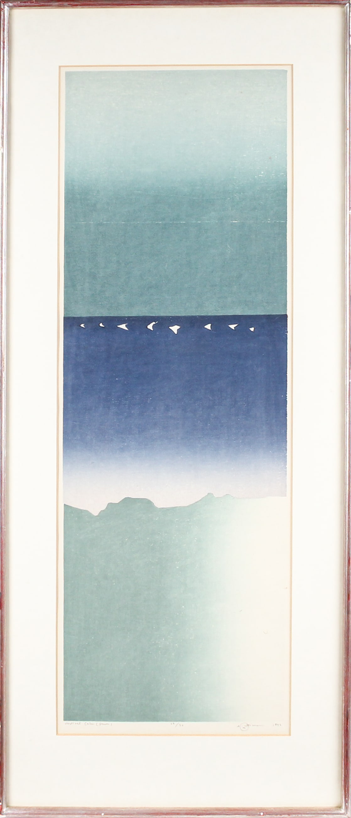 Ansei Uchima (American, 1921-2000) Vertical Calm (Dawn), Signed Woodblock Print (1 of 6)