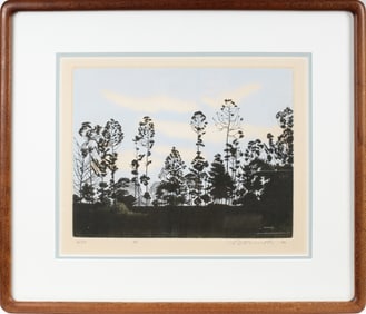Shogo Okamoto (Japanese, 1920-2001) Landscape, Signed Etching