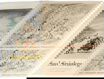 Saul Steinberg Exhibition Poster, Robert A. Nelson Poster, University of Pennsylvania: Description: Two Robert A. Nelson "Dig In" posters for the University of Pennsylvania / University Museum, along with a Saul Steinberg color poster for the University of Pennsylvania-the Arthur Ross G
