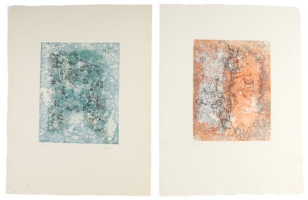 Camille Bryen (French, 1907-1977) Two Abstract Color Etchings "Signe de Feu"