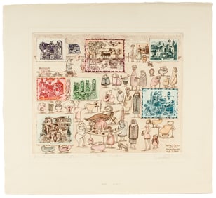 Guillermo Silva (Columbian, 1921-2007) Color Etching, Capital Sins 1971