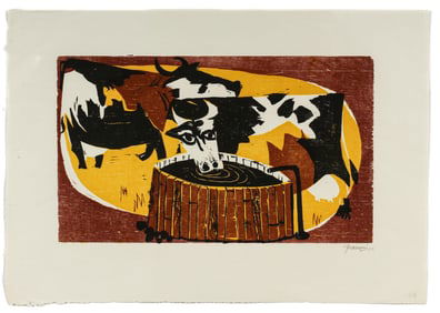 Antonio Frasconi (Uruguyan/American, 1919-2013) Woodcut 'Summer Pasture'