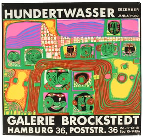 Friedensreich Hundertwasser (Austrian, 1928-2000) Lithograph Poster, Gallery Brockstedt 1969
