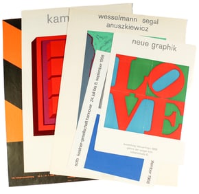 Five German Art Exhibition Gallery Posters, Der Spiegel, Utz Kampmann Etc.