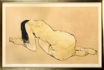 Jean Jansem (French, 1920-2013) Young Girl Lying Down, Signed Lithograph
