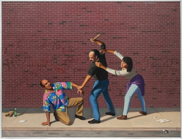 John Thornton (American, B. 1952) War Toys, Oil on Canvas Painting