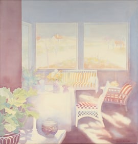 Cecelia Burnett (American, Contemporary) Sun Porch, Acrylic on Canvas Painting