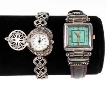 An Ecclissi Silver And Leather Watch And A Sterling Silver Watch Made In Thailand