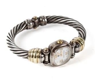 David Yurman 14K Gold And Silver Cable Bracelet Watch