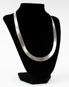 A Milor 20" Sterling Silver Fancy Herringbone Necklace