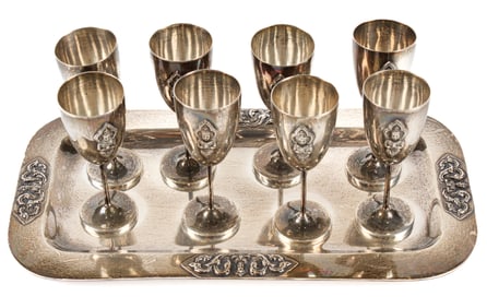 Thai Sterling Silver Serving Cordial Set