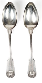 Pair of 19th Century Fletcher and Gardiner Coin Silver Serving Spoons