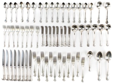 Towle Sterling Silver Flatware Set, Sixty-three Pieces in the French Provinicial Pattern