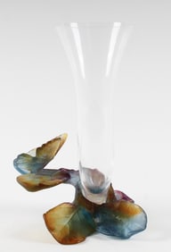 Daum Pate De Verre Soliflor Papillon Butterfly Vase