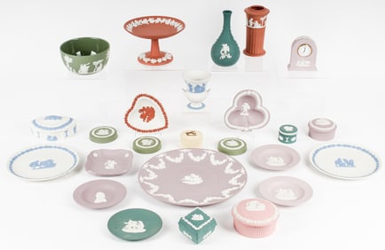 Twenty Pieces of Wedgwood Jasperware Porcelain, Various Colors