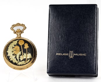 A Reuge Music Pocketwatch with Music Box, Fitted Case and Booklet