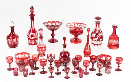 Antique Bohemian Ruby Flash Glassware