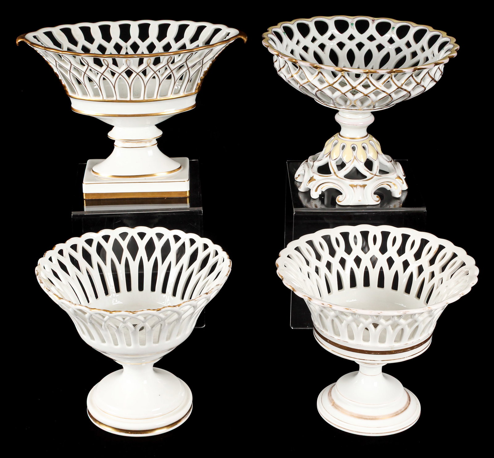 Four Old Paris Porcelain Reticulated Compotes (1 of 11)