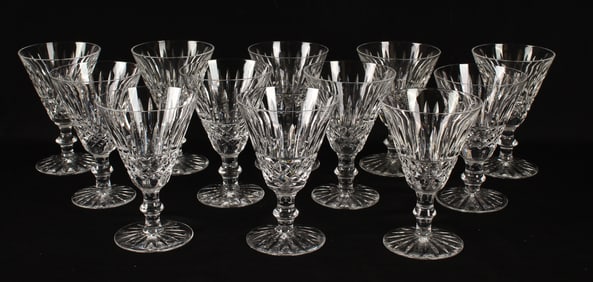 Twelve Waterford Crystal Tramore Claret Wine Glasses