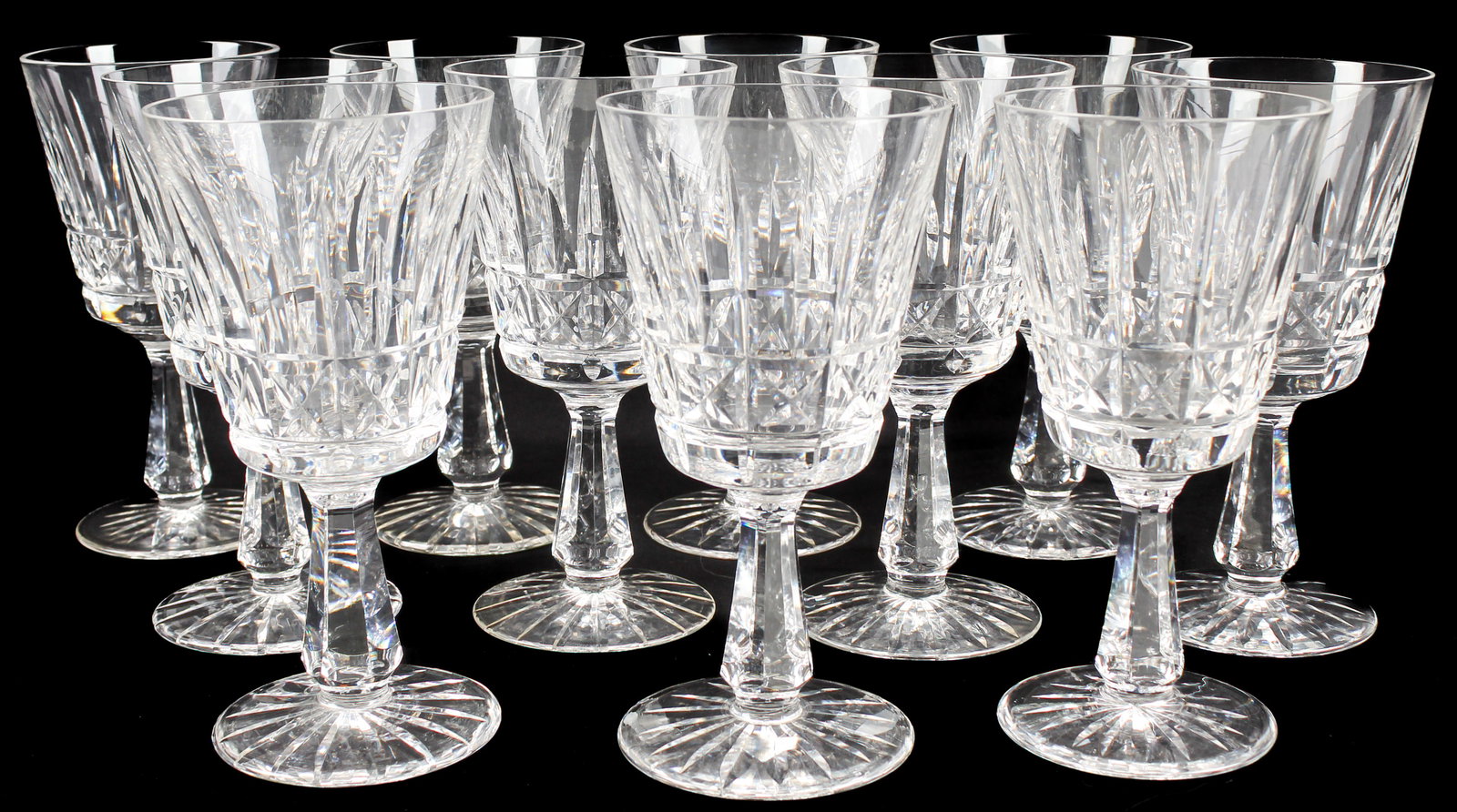 Eleven Waterford Crystal Kylemore Water Goblets: Description: A group of 11 Waterford crystal Kylemore pattern water goblets. Materials: Crystal, glass Markings & Inscriptions: MarkedDate: Late 20th century Maker: Waterford Dimensions: 6.75" H.Prove