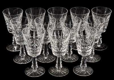 Twelve Waterford Kylemore Crystal Claret Glasses