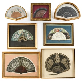 Framed Ladies Fan Collection Inc. Victorian Black Lace