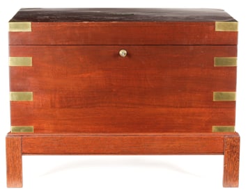 Benson & Hedges Mahogany and Brass Bound Humidor and Stand