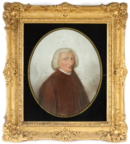 Pair of Giltwood Framed English Pastel Portraits, A Lady and a Gentleman, Artist Unknown