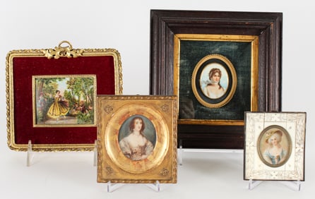 Four Antique Miniature Portraits / Paintings