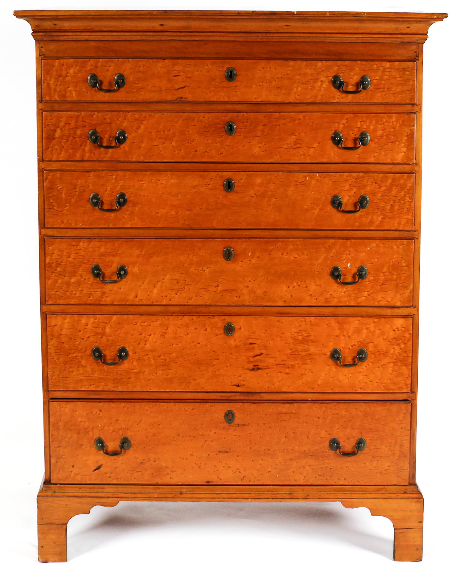 Chippendale Birds Eye Veneered Maple Tall Chest (1 of 14)