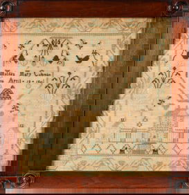 19th C. Quaker Schoolgirl Needlework Sampler, Maria Mary Coleman