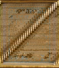 19th C. Schoolgirl Needlework Sampler