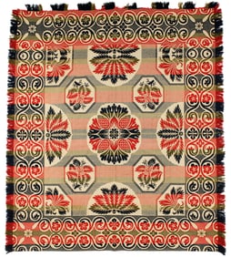Two Antique Woven Jacquard Coverlets
