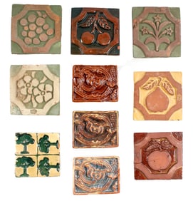 Mercer Moravian Pottery Fruit & Flower Art Tiles