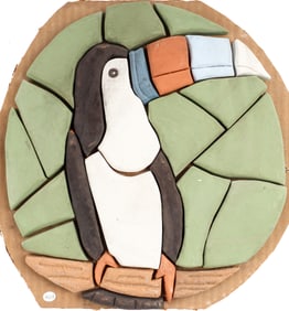 Mercer Moravian Pottery Toucan Mosaic Art Tile Plaque
