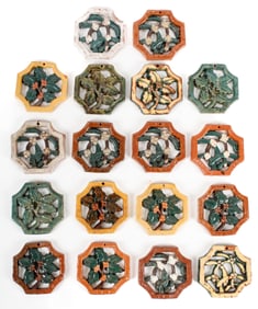 Mercer Moravian Pottery Holly & Mistletoe Art Tiles