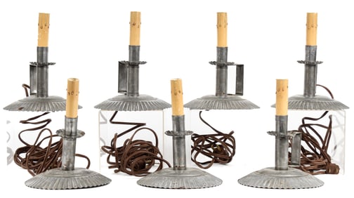 David Claggett, Seven Tinware Candle Holders / Chambersticks