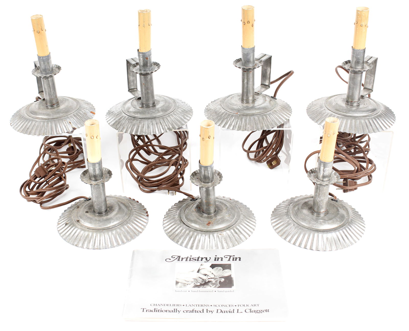 David Claggett, Seven Tinware Candle Holders / Chambersticks (1 of 3)