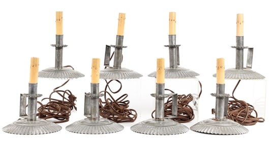 David Claggett, Eight Tinware Candle Holders / Chambersticks