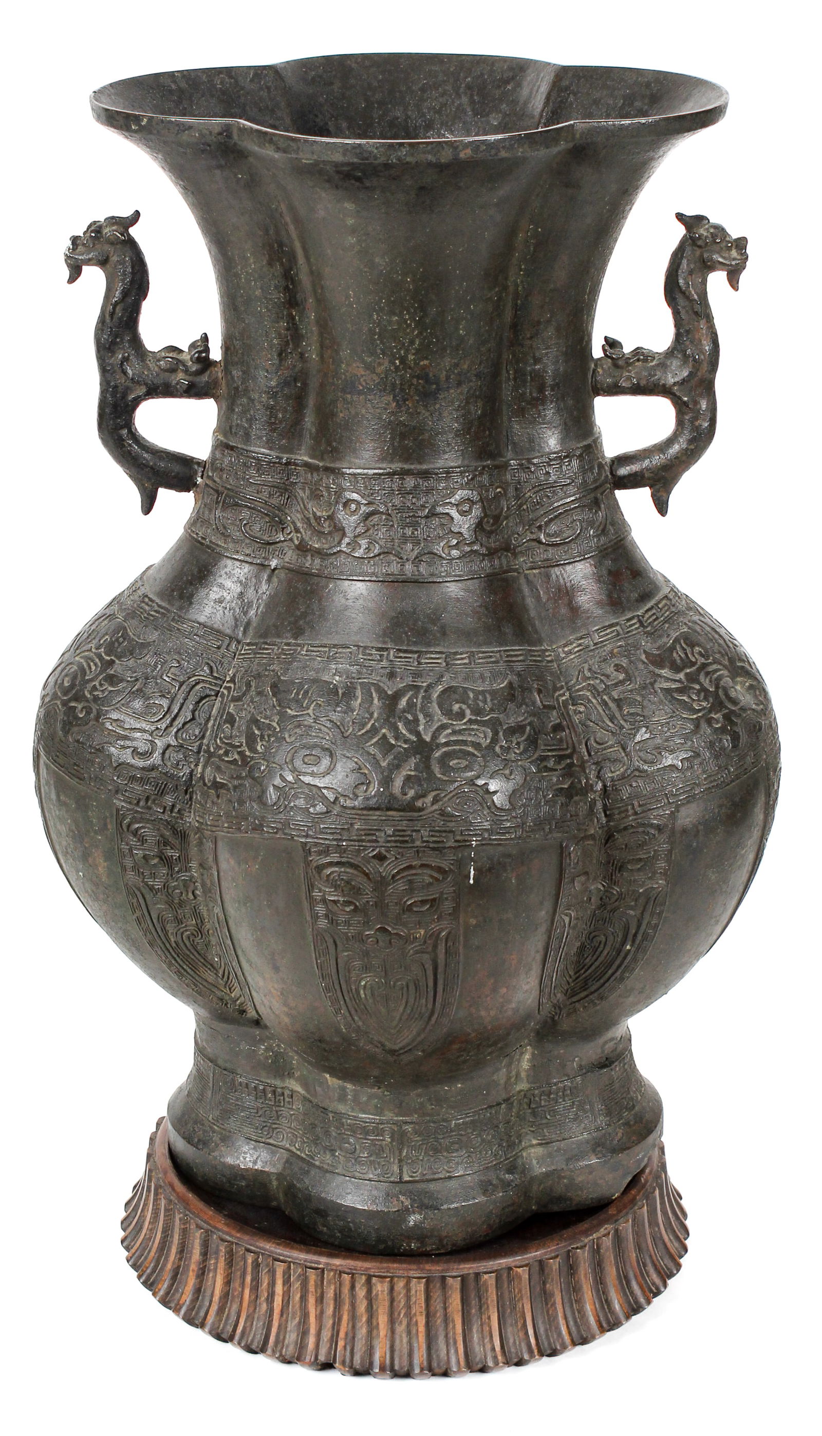 Ming Dynasty Bronze Archaistic Handled Vase (1 of 12)